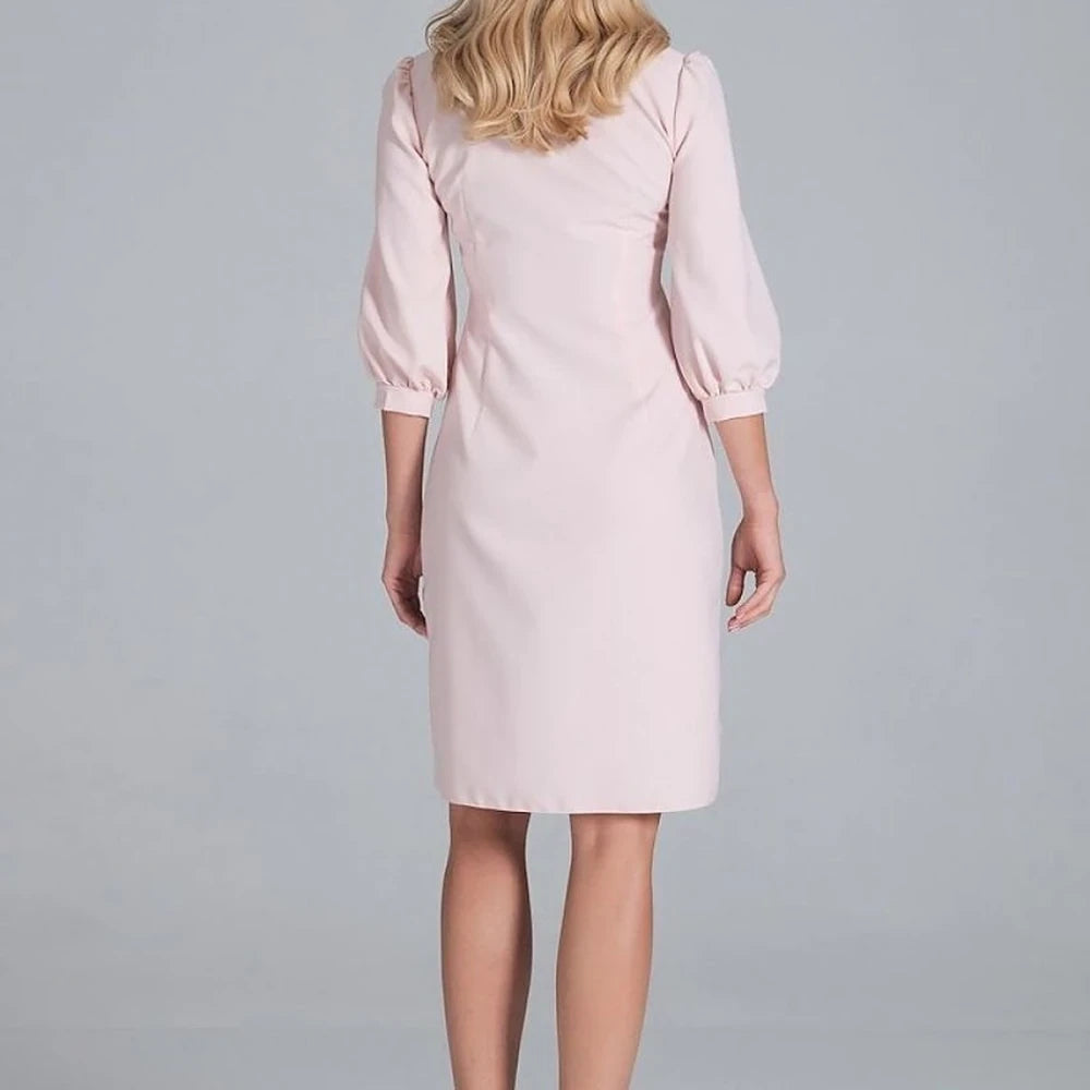 Midi Shirt Dress with Collar and 3/4 Sleeves