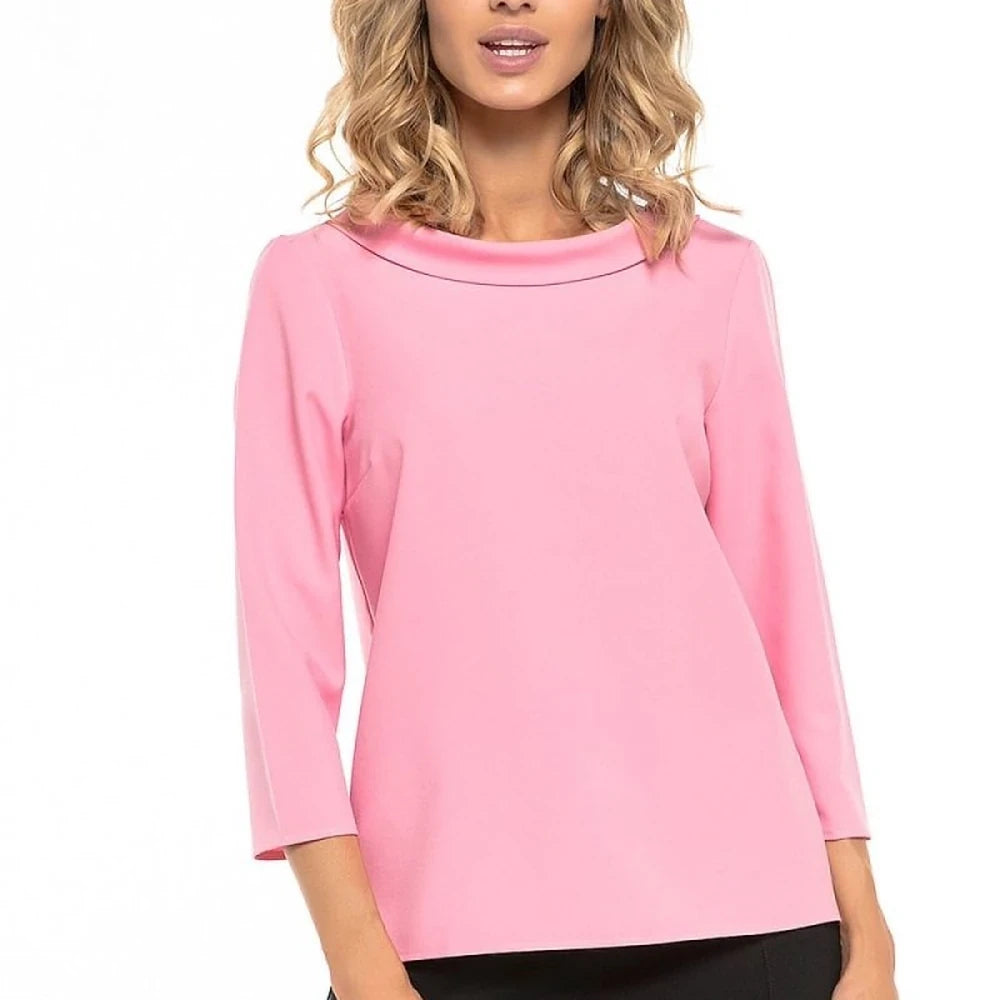Elegant Collar Blouse with Half-Golf Neckline