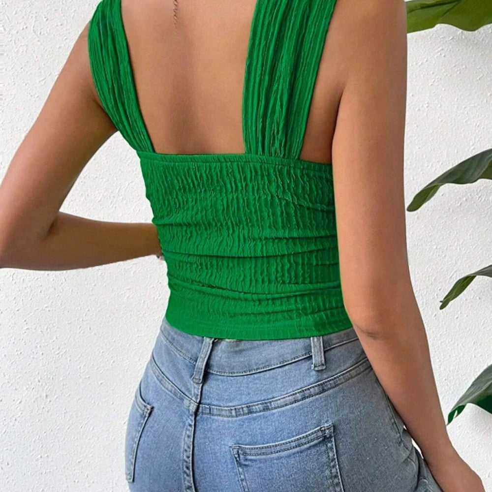 Textured Square Neck Tank Top