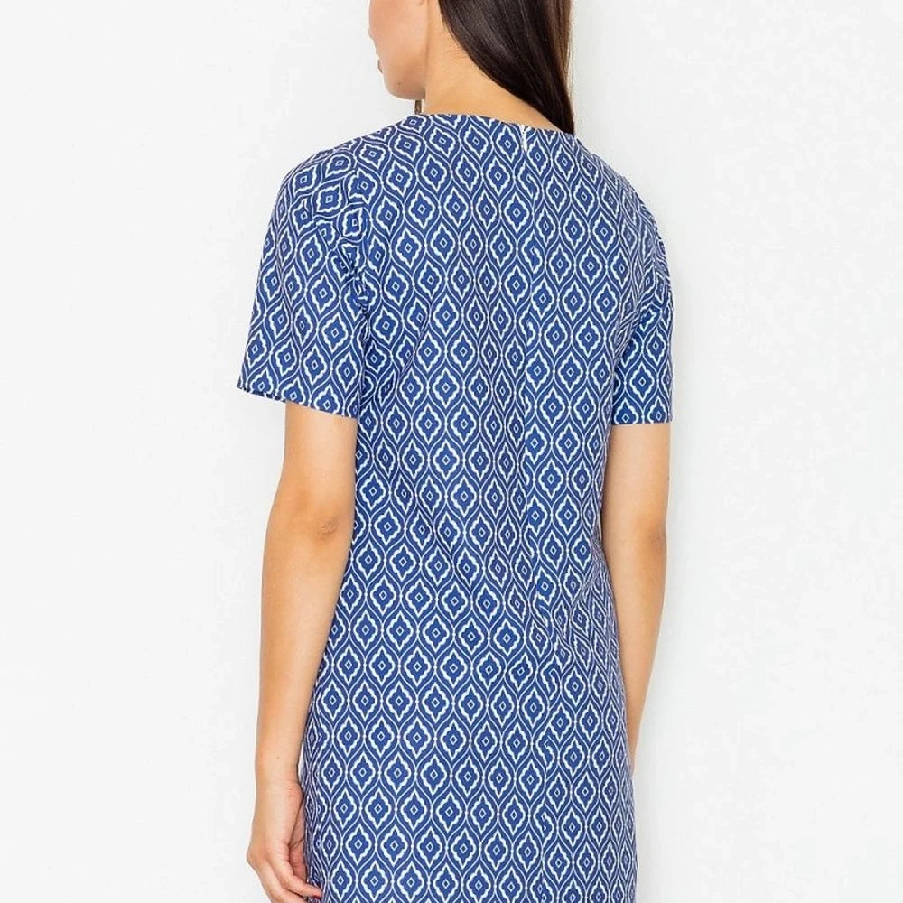 Short Sleeve Flared Dress with Zipper