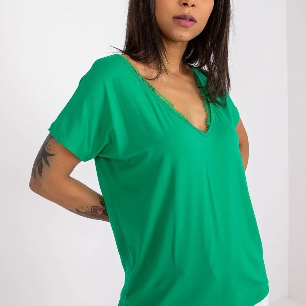 T-shirt with Lace Neckline