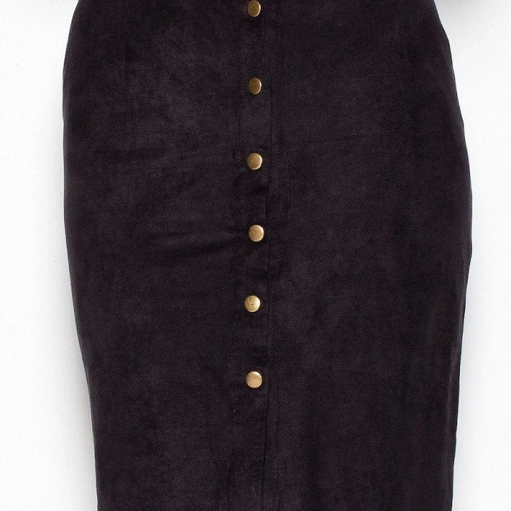 Midi Pencil Skirt with Decorative Buttons