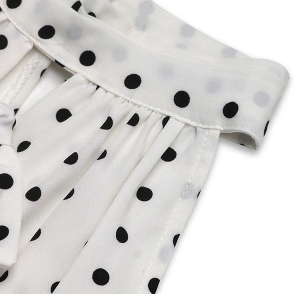 Polka Dot Midi Dress with Bow