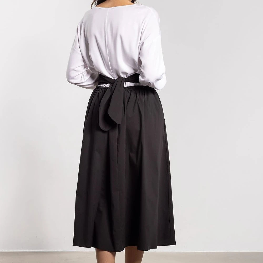 Midi Skirt with Tie Belt