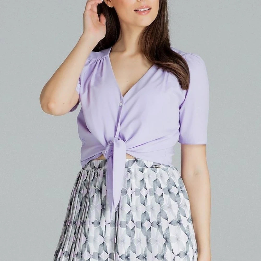Short Sleeve Heart Neck Shirt