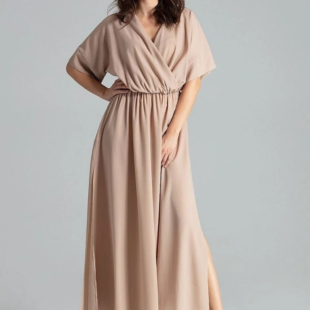Long Floral Dress with Kimono Sleeves