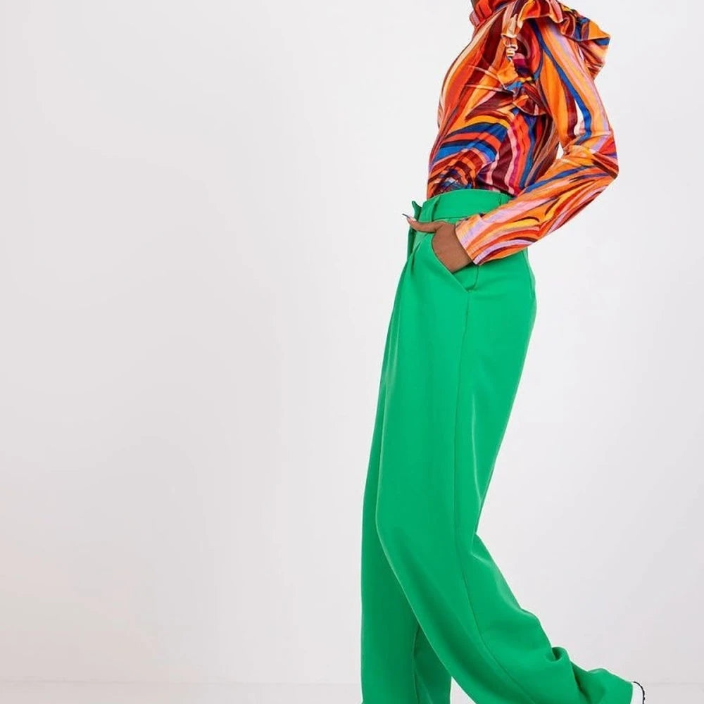 Velour Frill Blouse with Stand-Up Collar