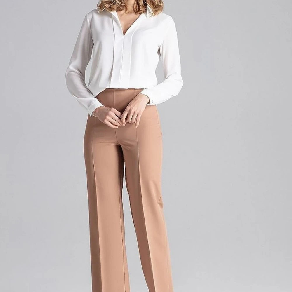 Brown & Navy Wide-Leg Trousers