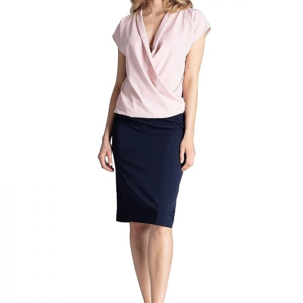 Polyester Blouse with Envelope Neckline