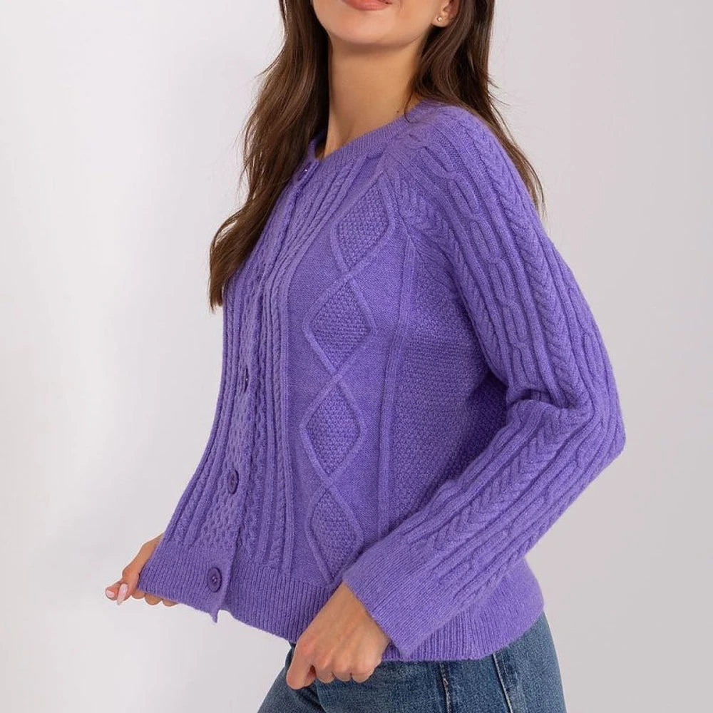 Variegated Texture Round Neck Cardigan