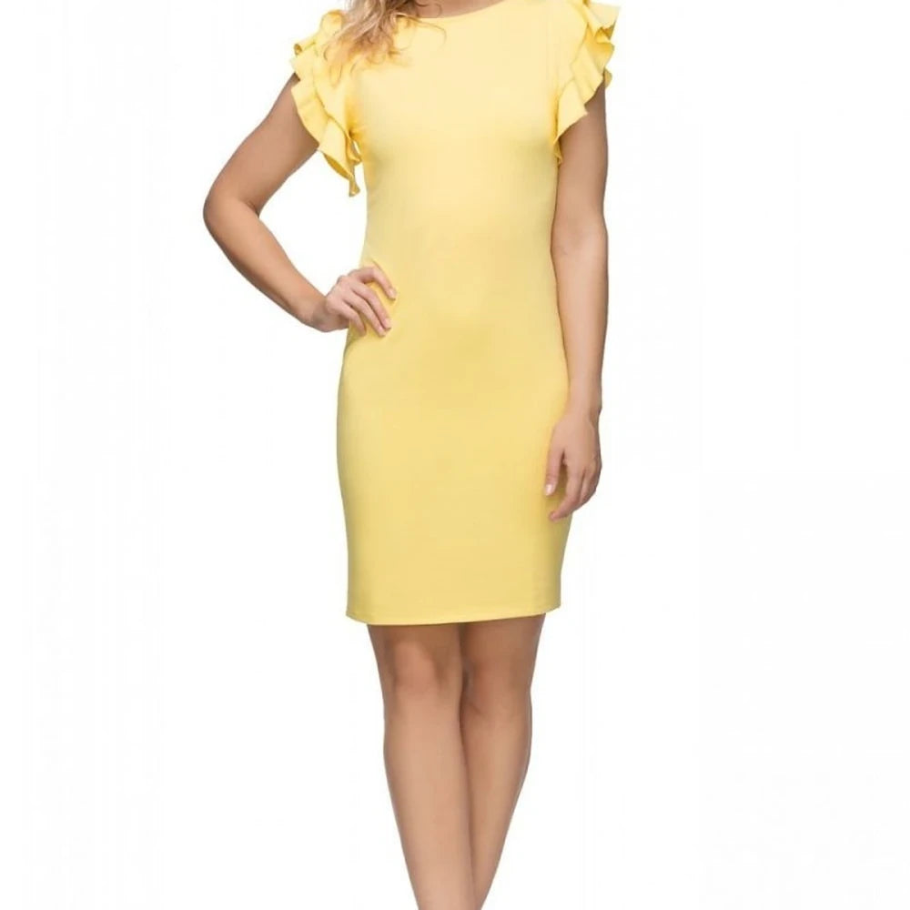 Knitted Evening Dress with Frill Sleeves