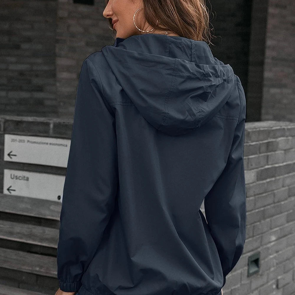 Hooded Sports Jacket with Button-Down