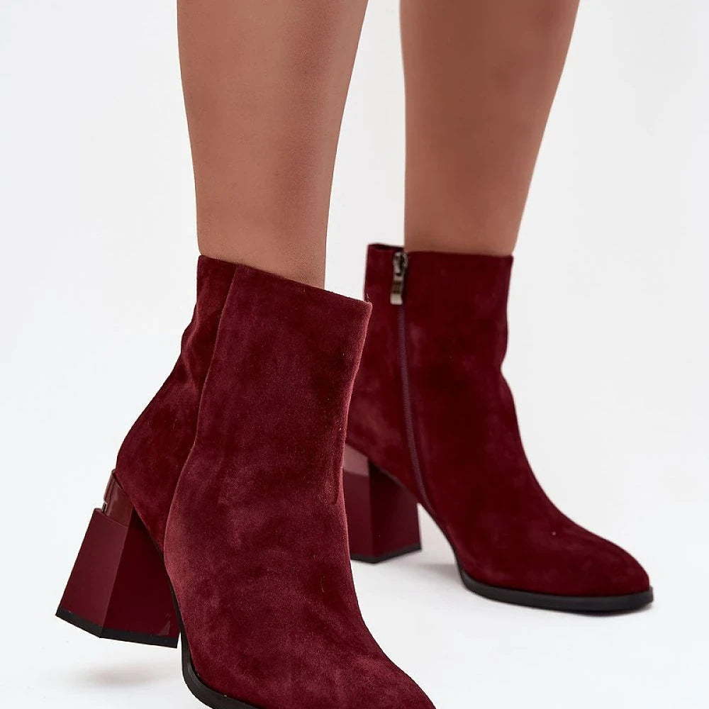 Women's Red Suede Ankle Boots