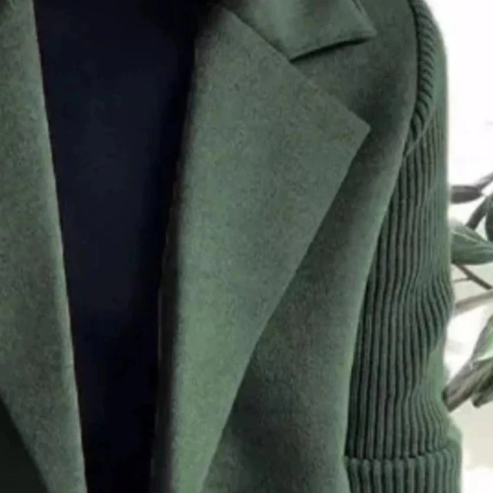 Lined Double-Breasted Knit Sleeve Outerwear