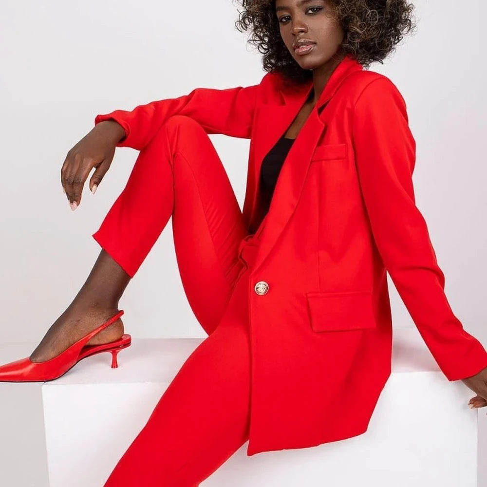 Long Sleeve Button Jacket with Shoulder Pads