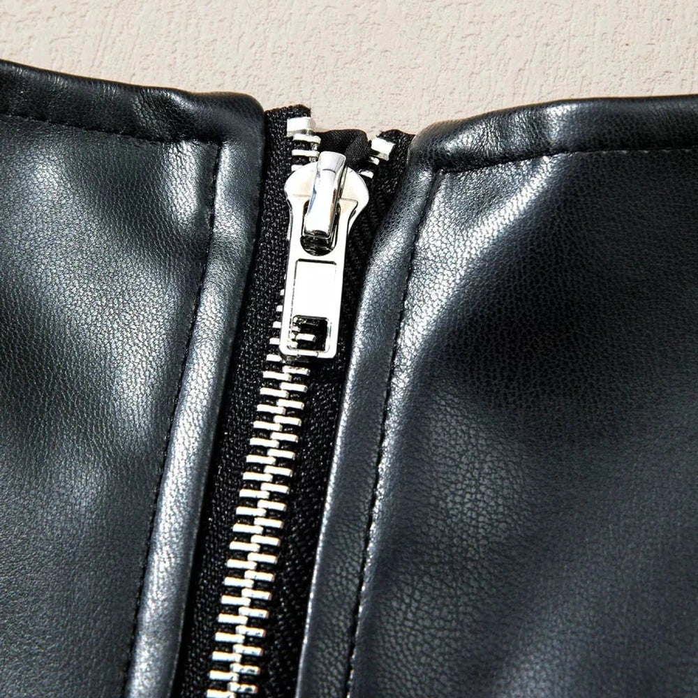 Sleeveless Faux Leather Mini Dress
