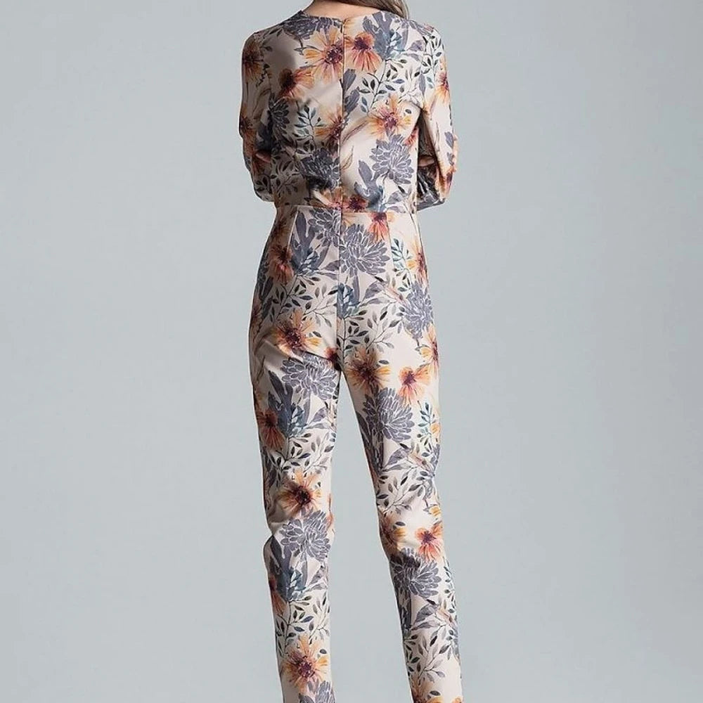 Patterned Jumpsuit with Envelope Neckline