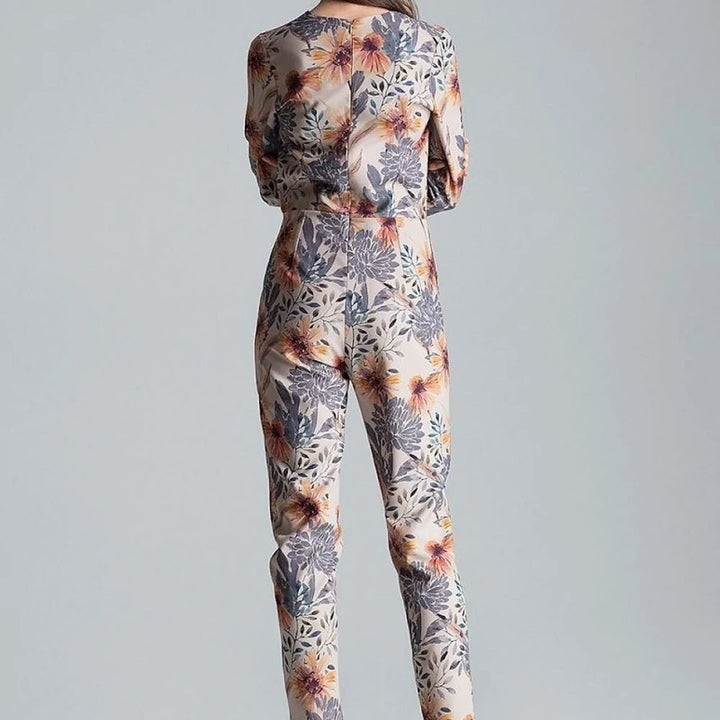 Patterned Jumpsuit with Envelope Neckline