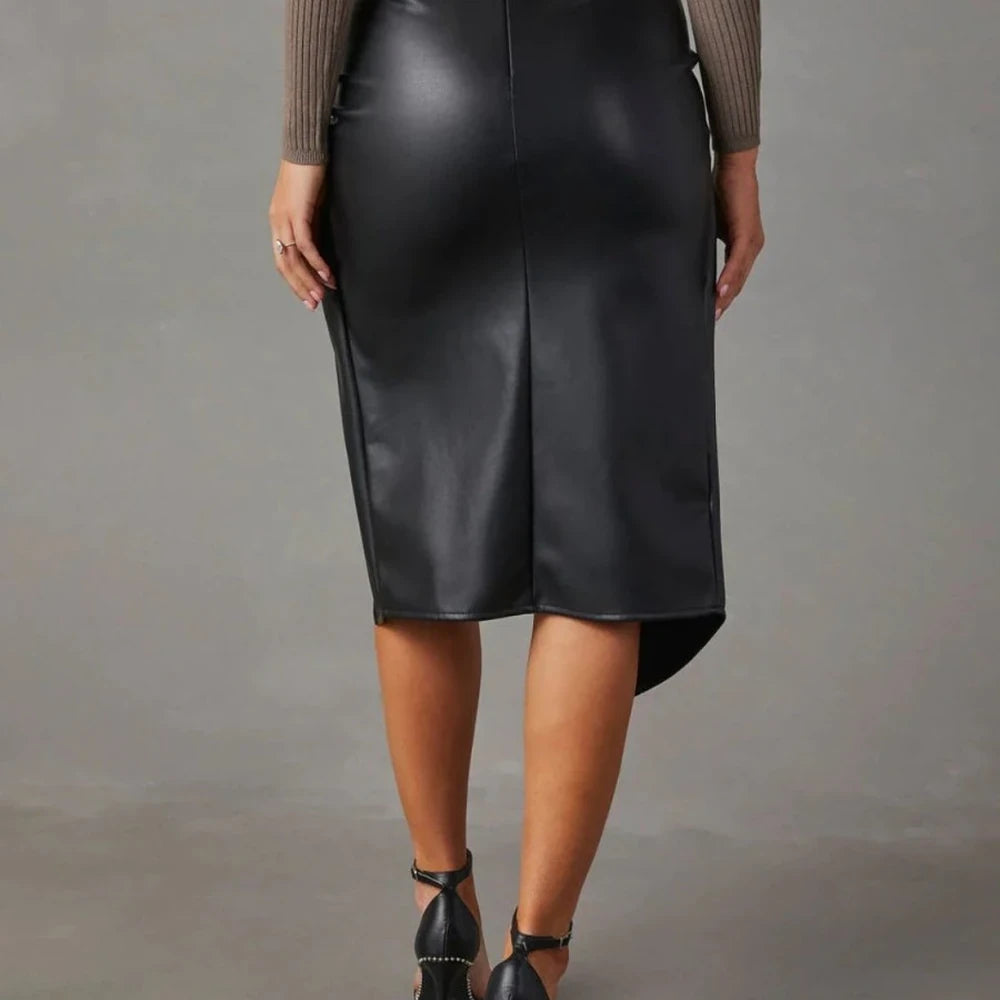 Twist Detail High Waist Skirt with Slit