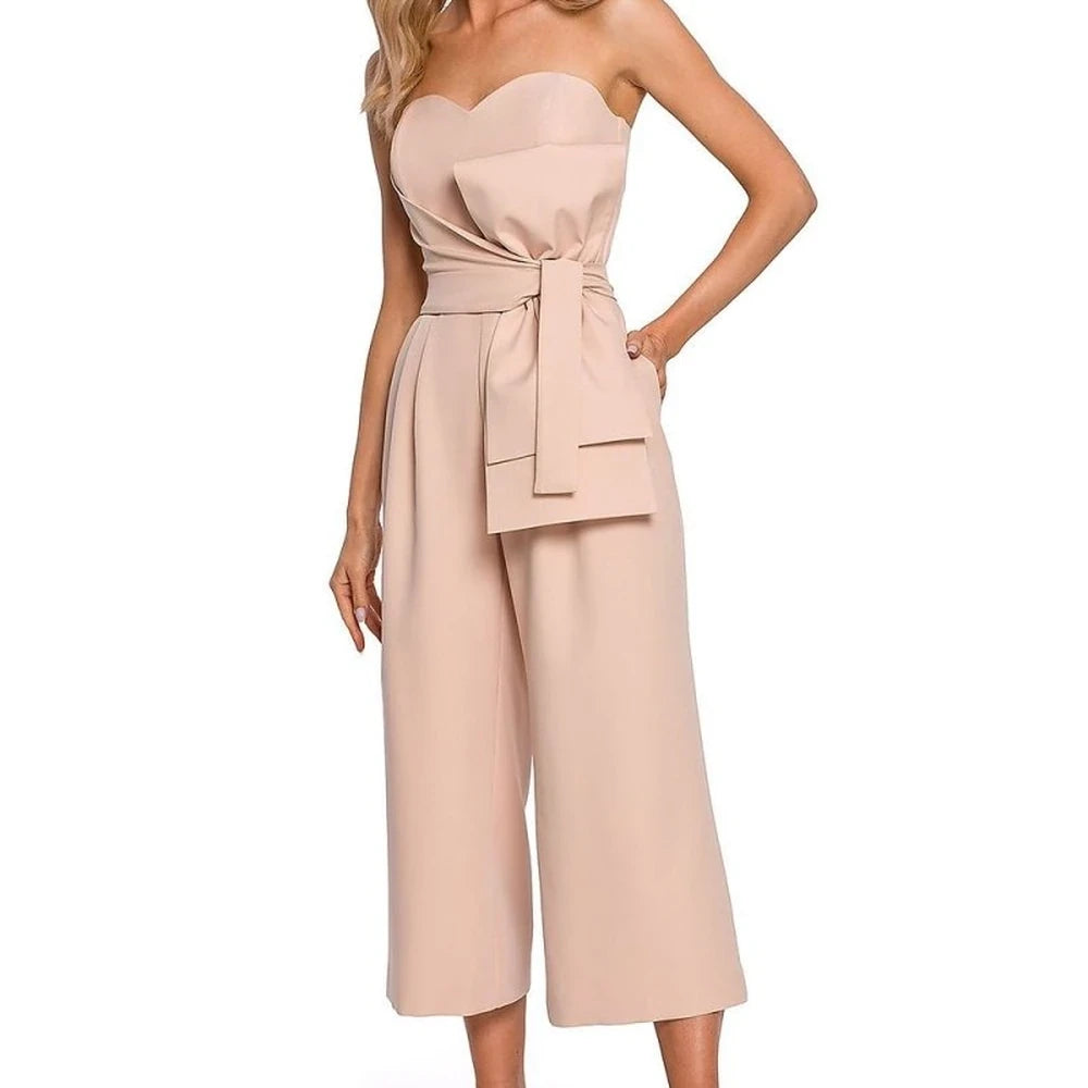 Pink Corset Jumpsuit with Bow Detail