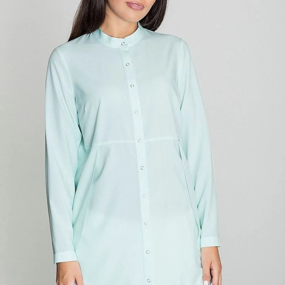 Tunic with Stand-Up Neckline and Long Sleeves