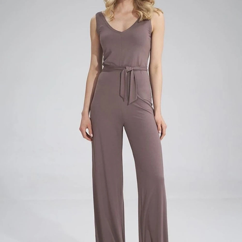 Sleeveless Jumpsuit with Sweetheart Neckline