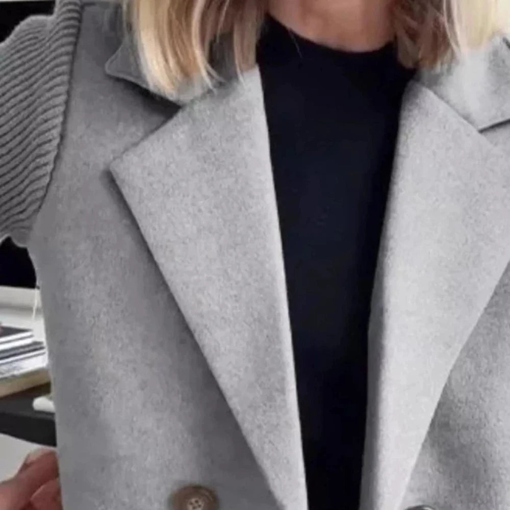 Lined Double-Breasted Knit Sleeve Outerwear