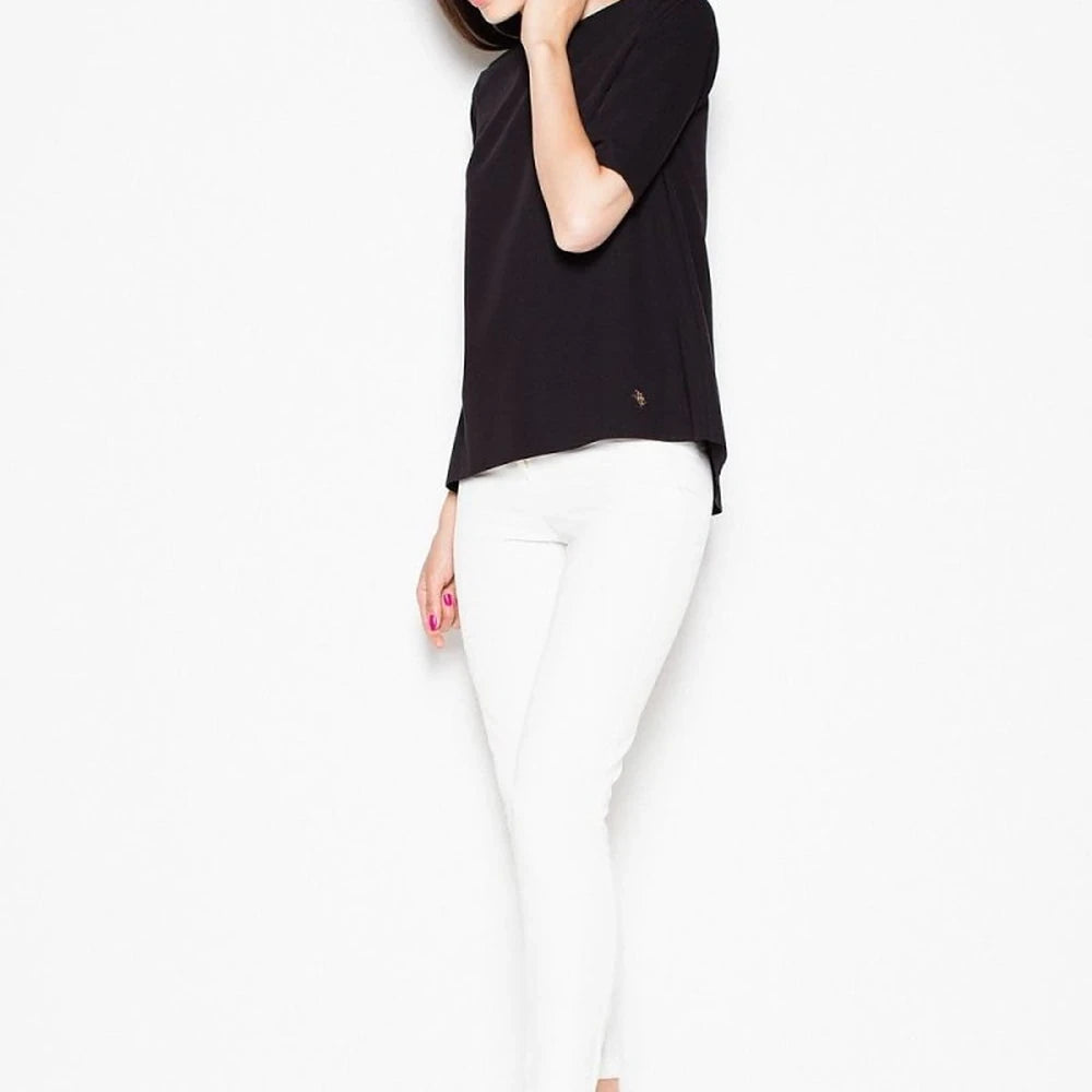 Short Sleeve Cut-Out Back Blouse