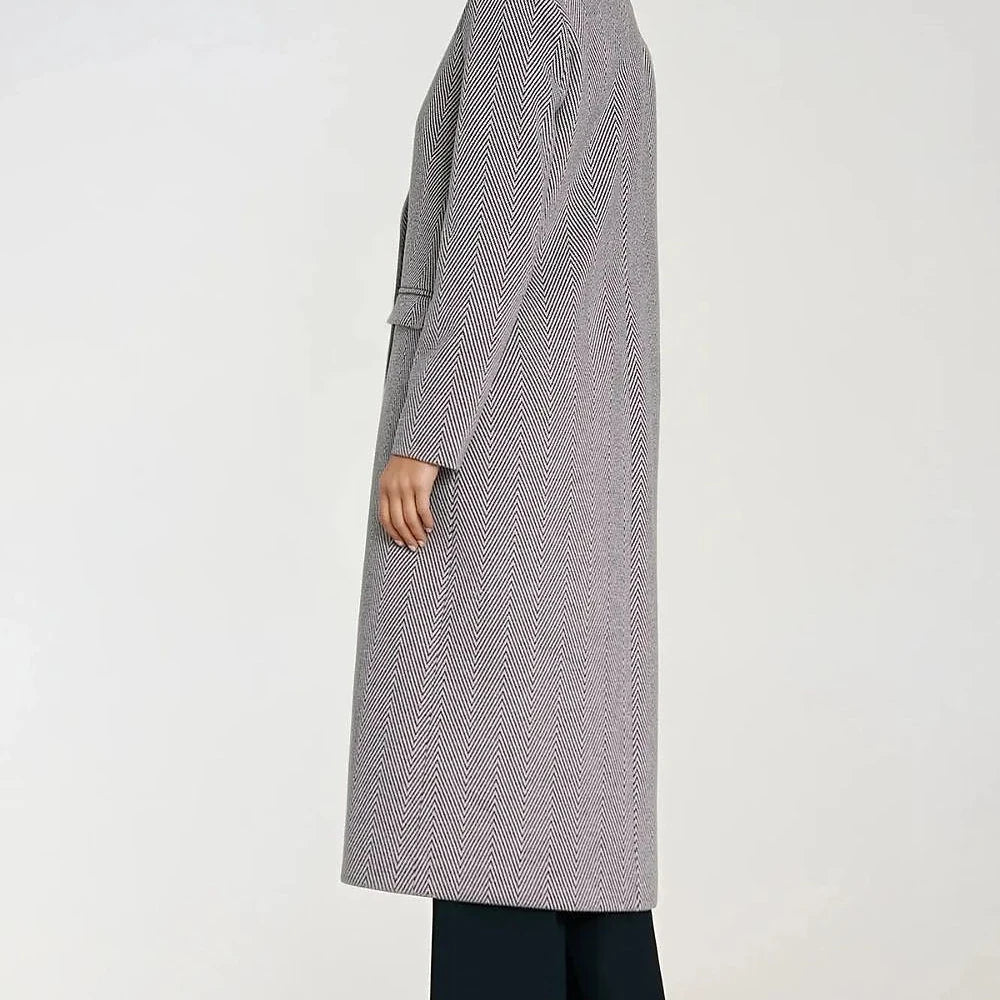 Textured Houndstooth Flannel Coat