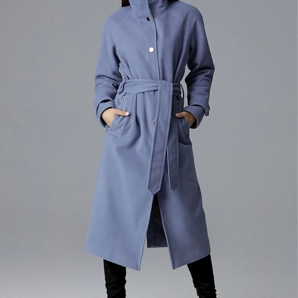 Long Single-Breasted Coat with Back Slit