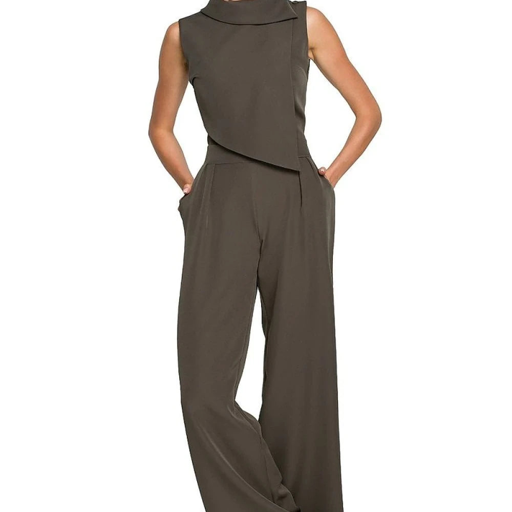 Elegant Wide-Leg Jumpsuit with Collar Detail