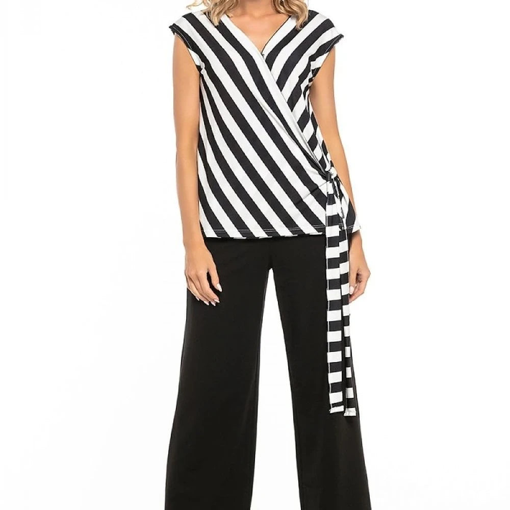 Women's Black Flared Leg Cotton Knit Trousers