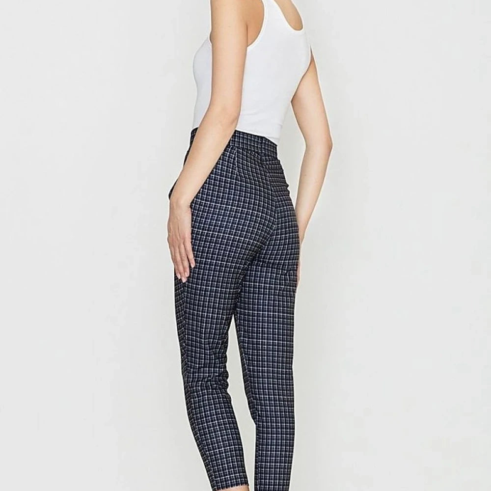 Retro Check Trousers with High Waist