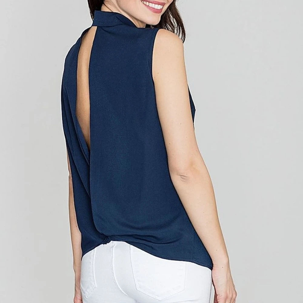 Sleeveless Shirt with Pearl Details