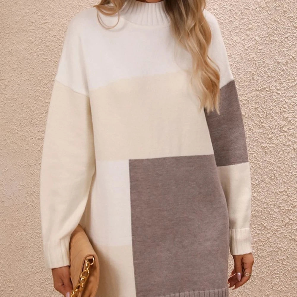 Color Block Mini Sweater Dress