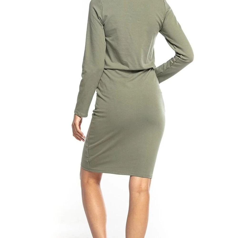 Turtleneck Long Sleeve Midi Dress