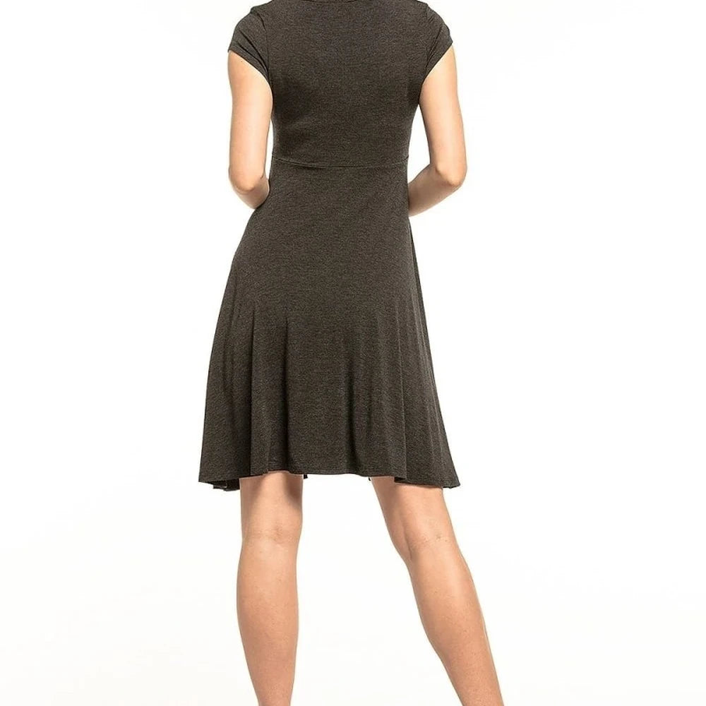 Grey V-Neck Midi Dress