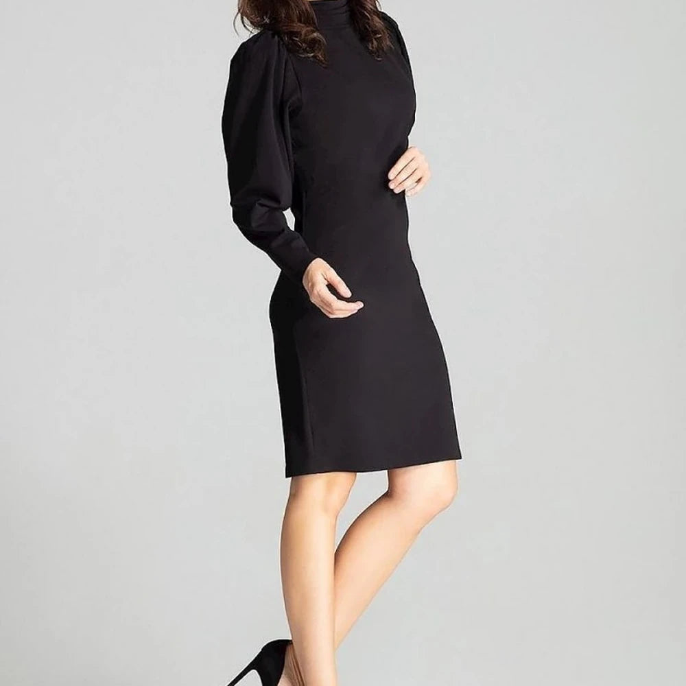 Fitted Midi Dress with Turtleneck