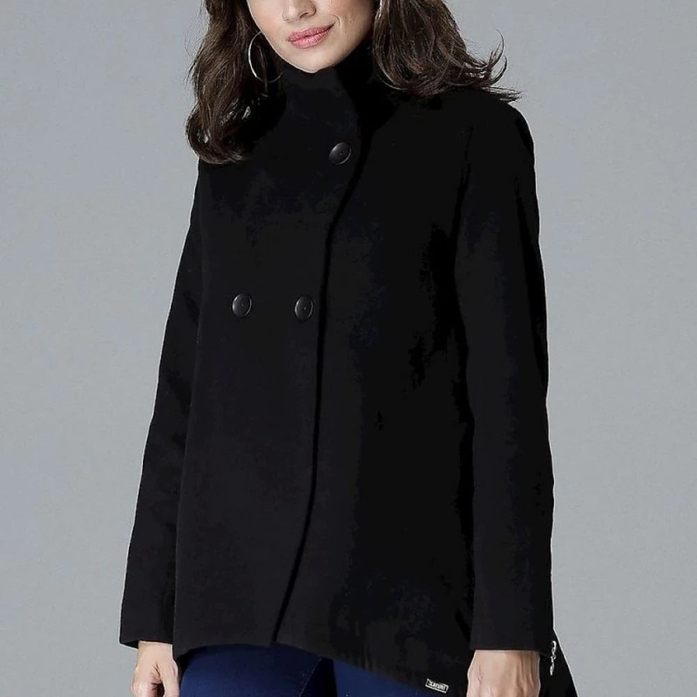 Fashion Jacket with Zipped Sleeves and Stand-Up Collar