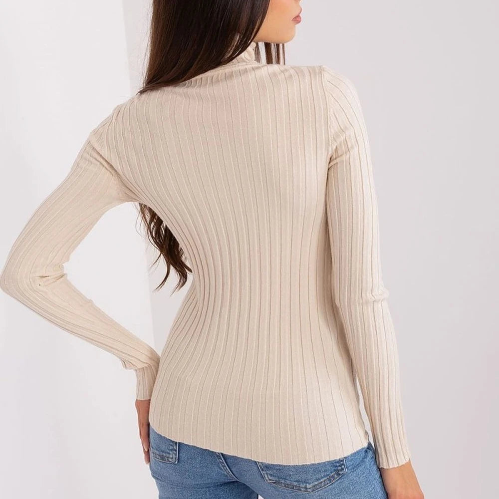 Ribbed Turtleneck Sweater with Soft Viscose