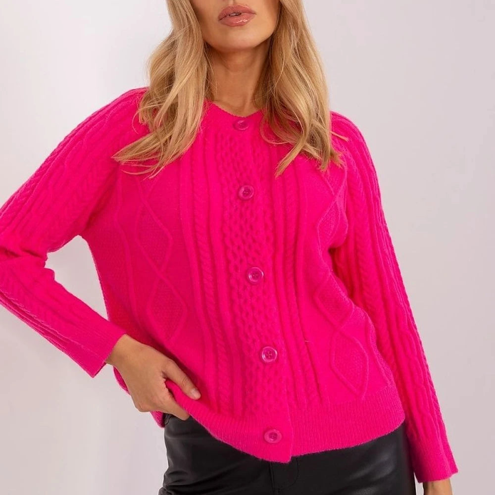 Variegated Texture Round Neck Cardigan