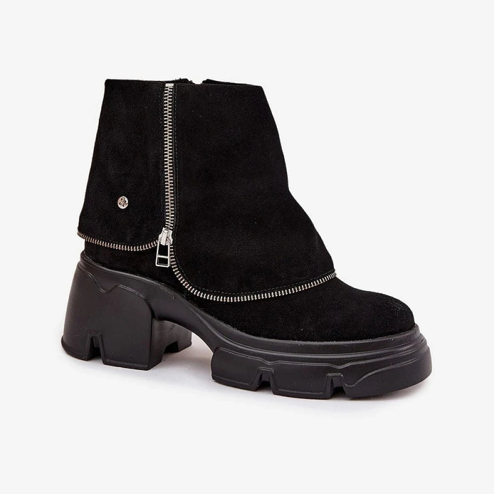 Women's Black Leather Ankle Boots