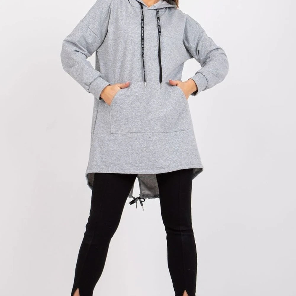 Extended Cut Hooded Sweatshirt with Kangaroo Pocket