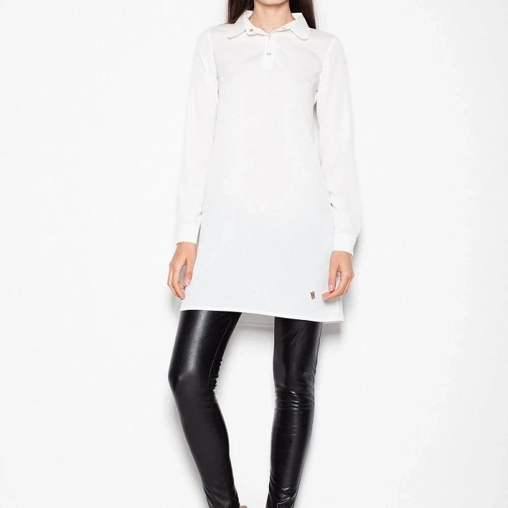 Long Sleeve Knit Blouse with Button Neck