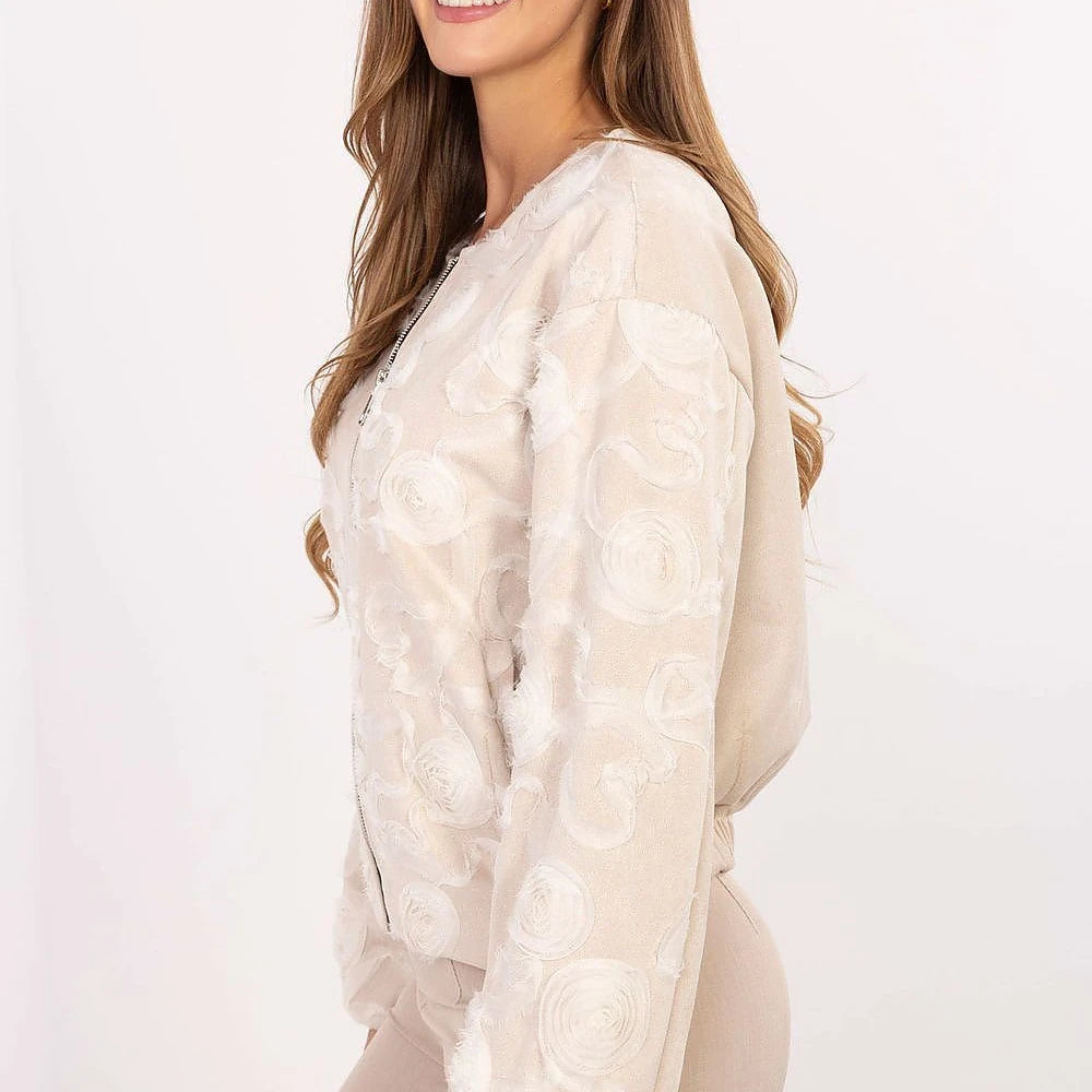 Women's Textured Floral Bomber Jacket