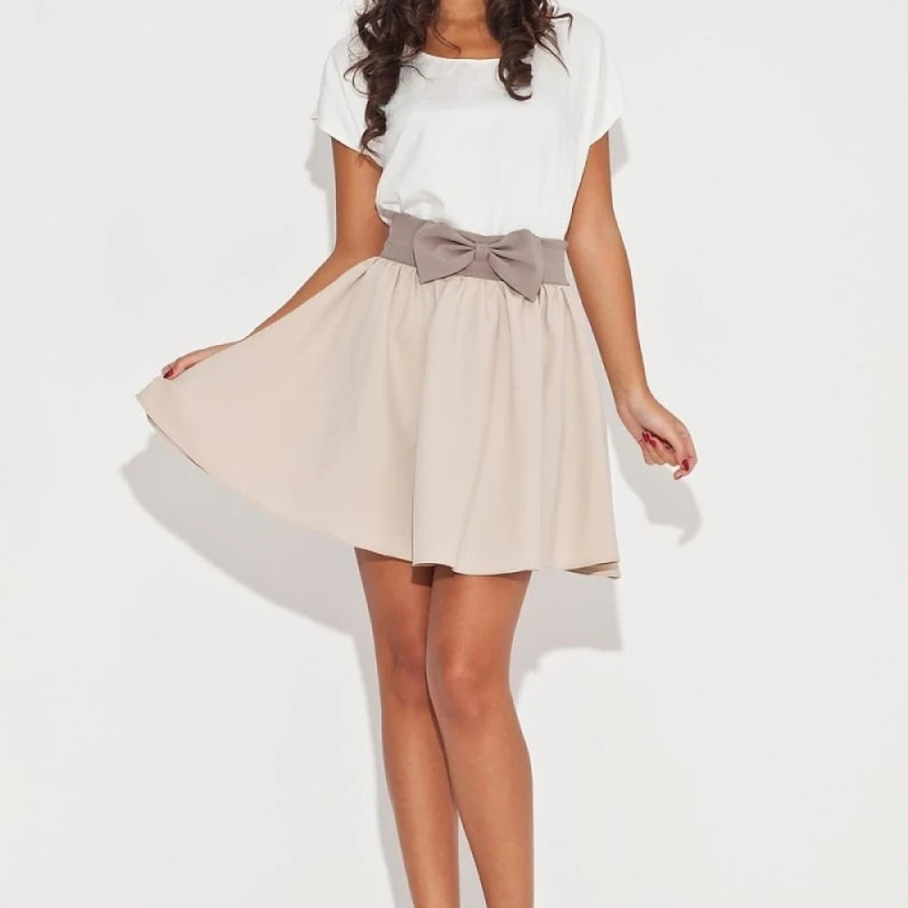 Flared Mini Skirt with Contrasting Belt