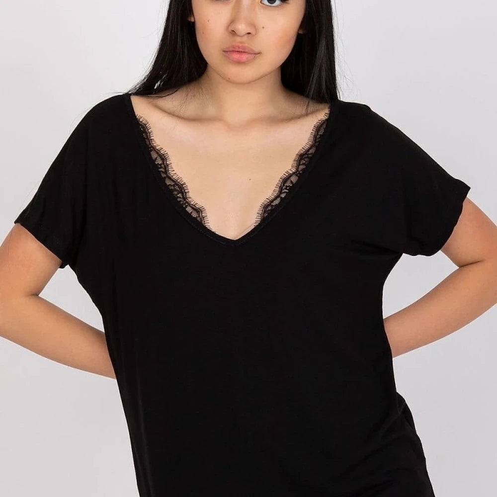 T-shirt with Lace Neckline