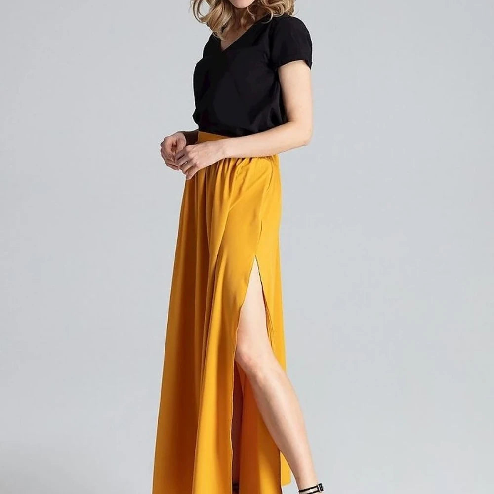 Women's Long Wide Skirt with Side Slits