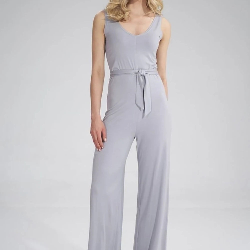Sleeveless Jumpsuit with Sweetheart Neckline