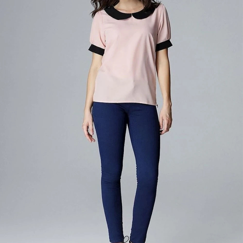 Short Sleeve Blouse with Collar